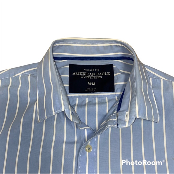 Lot of 2 Men's American Eagle Premium Vintage Fit Button Up Shirt Black Size M - Picture 5 of 9